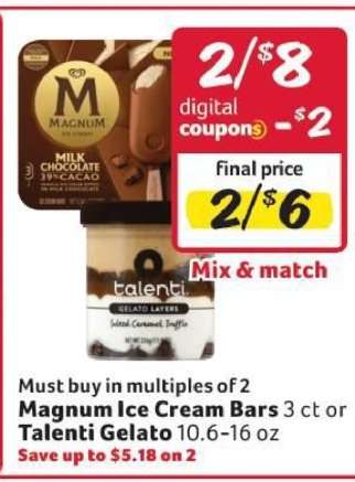 Magnum Ice Cream Bars or Talenti Gelato