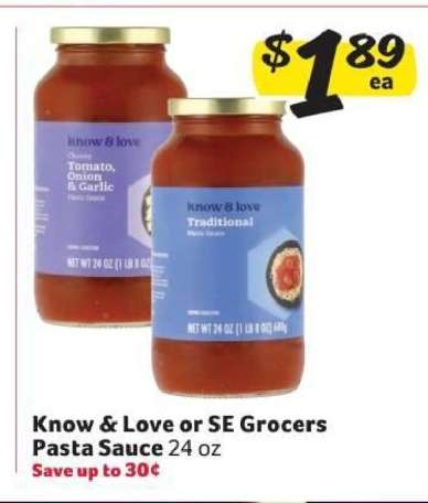 Know & Love or SE Grocers Pasta Sauce