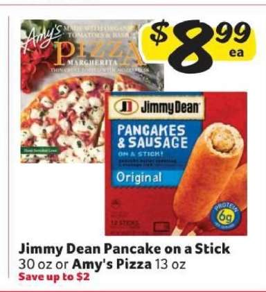Jimmy Dean Pancake on a Stick or Amy's Pizza