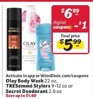 Olay Body Wash, TRESemmé Stylers, Secret Deodorant