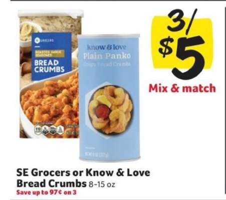 SE Grocers or Know & Love Bread Crumbs