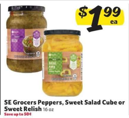 SE Grocers Peppers, Sweet Salad Cube or Sweet Relish