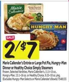 Marie Callender's Entrée or Large Pot Pie, Hungry-Man Dinner or Healthy Choice Simply Steamers