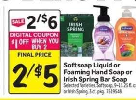 Softsoap Liquid or Foaming Hand Soap or Irish Spring Bar Soap