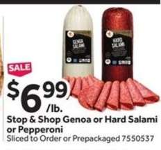 Stop & Shop Genoa or Hard Salami or Pepperoni