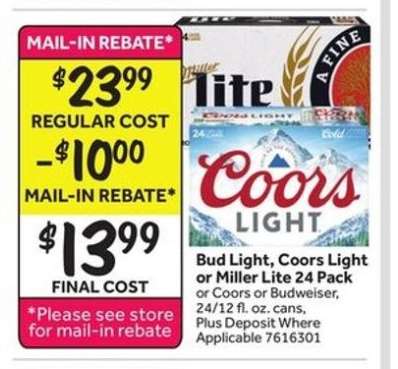 Bud Light, Coors Light or Miller Lite 24 Pack