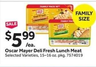 Oscar Mayer Deli Fresh Lunch Meat