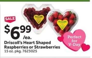 Driscoll's Heart Shaped Raspberries or Strawberries