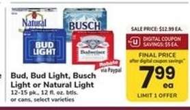 Bud, Bud Light, Busch Light or Natural Light