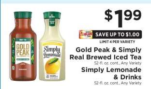Gold Peak & Simply Real Brewed Iced Tea, Simply Lemonade & Drinks