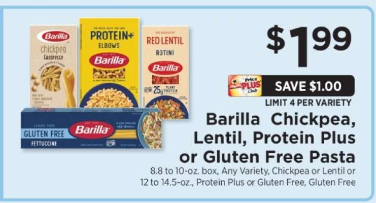 Barilla Chickpea, Lentil, Protein Plus or Gluten Free Pasta
