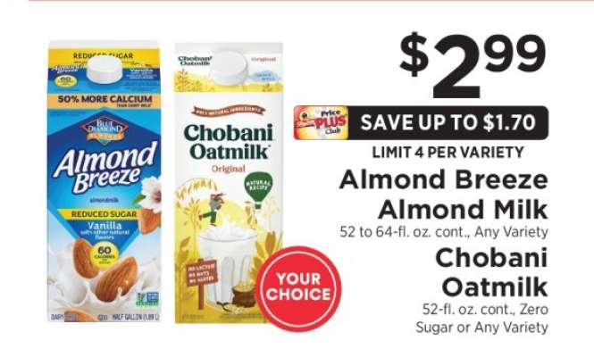 Almond Breeze Almond Milk / Chobani Oatmilk