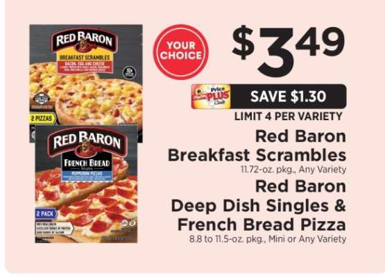 Red Baron Breakfast Scrambles & French Bread Pizza