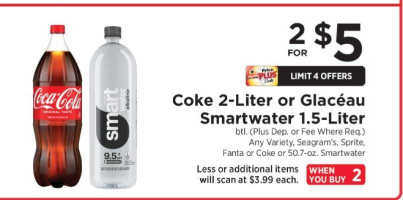 Coke 2-Liter or Glacéau Smartwater 1.5-Liter