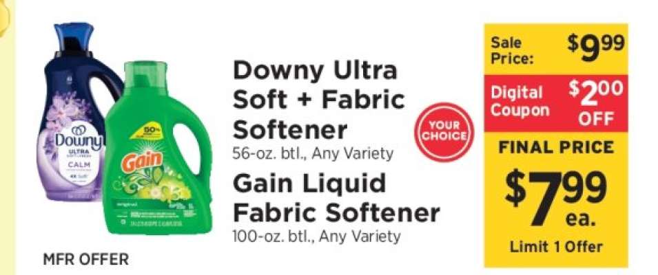 Downy Ultra Soft + Fabric Softener / Gain Liquid Fabric Softener