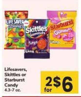 Lifesavers, Skittles or Starburst Candy