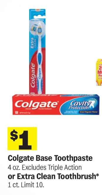 Colgate Base Toothpaste or Extra Clean Toothbrush