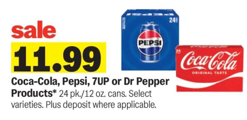 Coca-Cola, Pepsi, 7UP or Dr Pepper Products*