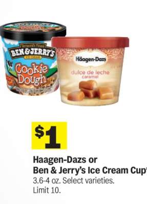 Haagen-Dazs or Ben & Jerry's Ice Cream Cup