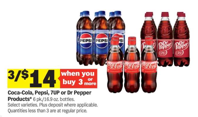 Coca-Cola, Pepsi, 7UP or Dr Pepper Products*