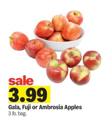 Gala, Fuji or Ambrosia Apples