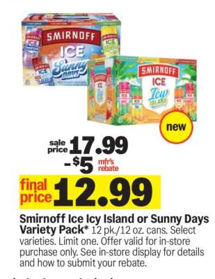 Smirnoff Ice Icy Island or Sunny Days Variety Pack
