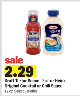 Kraft Tartar Sauce or Heinz Original Cocktail or Chili Sauce