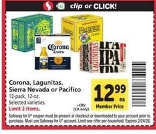 Corona, Lagunitas, Sierra Nevada or Pacifico