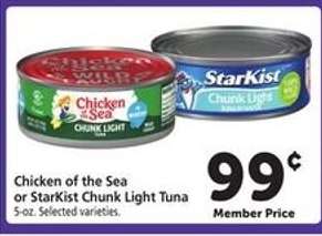 Chicken of the Sea or StarKist Chunk Light Tuna