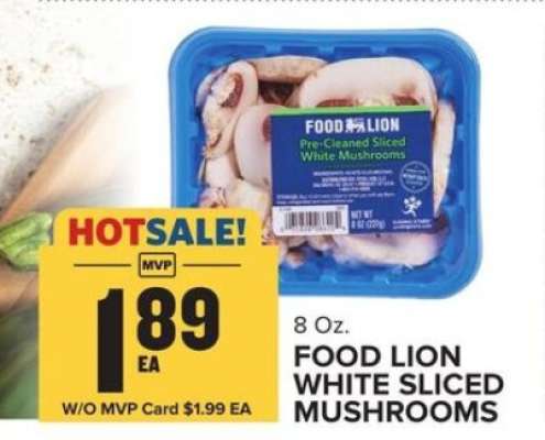 Food Lion White Sliced Mushrooms