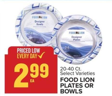 Food Lion Plates or Bowls