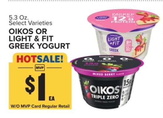 Oikos or Light + Fit Greek Yogurt