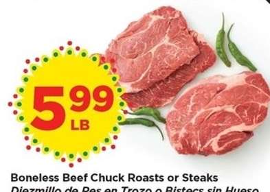 Boneless Beef Chuck Roasts or Steaks