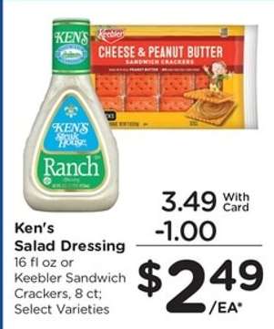Ken's Salad Dressing or Keebler Sandwich Crackers