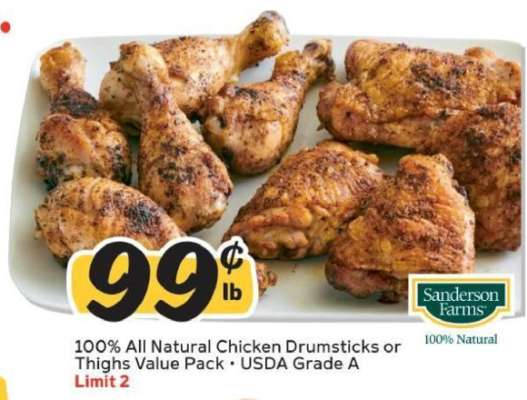 Sanderson Farms 100% All Natural Chicken Drumsticks or Thighs Value Pack
