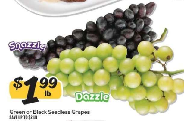 Green or Black Seedless Grapes