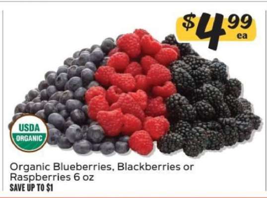 Organic Blueberries, Blackberries or Raspberries