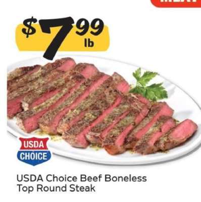 USDA Choice Beef Boneless Top Round Steak