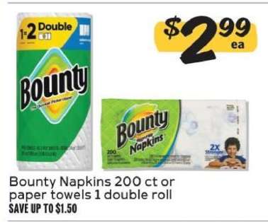 Bounty Napkins 200 ct or paper towels 1 double roll