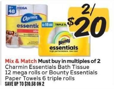 Charmin Essentials Bath Tissue or Bounty Essentials Paper Towels