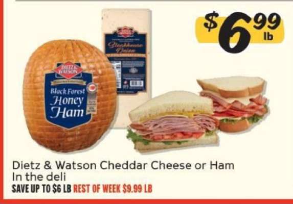 Dietz & Watson Cheddar Cheese or Ham
