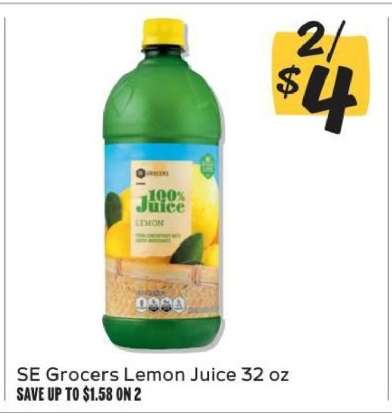 SE Grocers Lemon Juice 32 oz