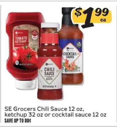 SE Grocers Chili Sauce, Ketchup, or Cocktail Sauce