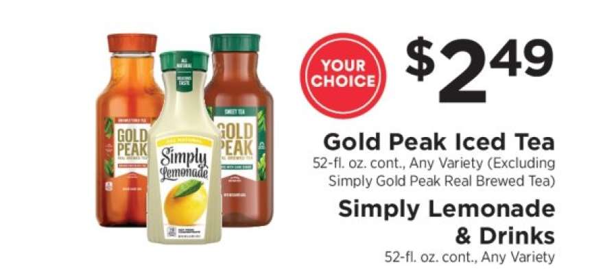 Gold Peak Iced Tea & Simply Lemonade & Drinks