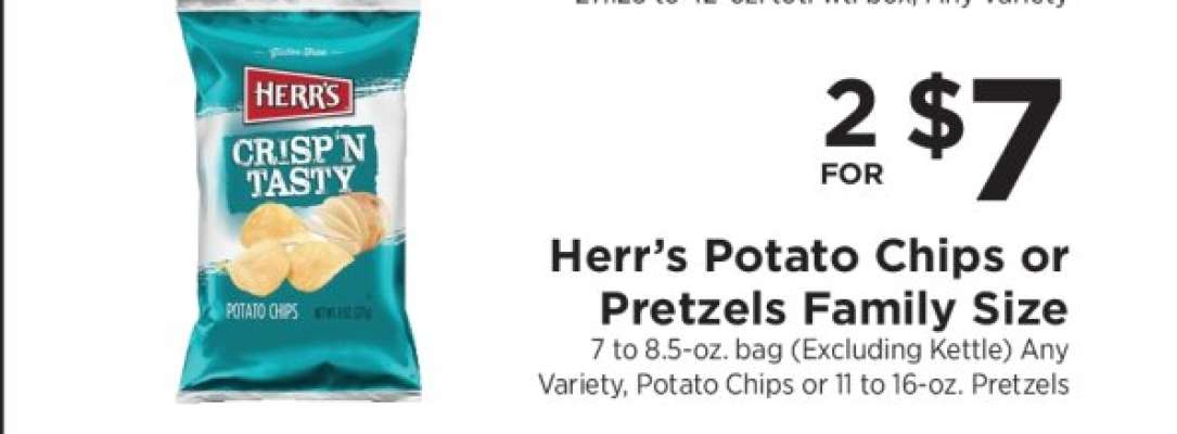 Herr's Potato Chips or Pretzels Family Size