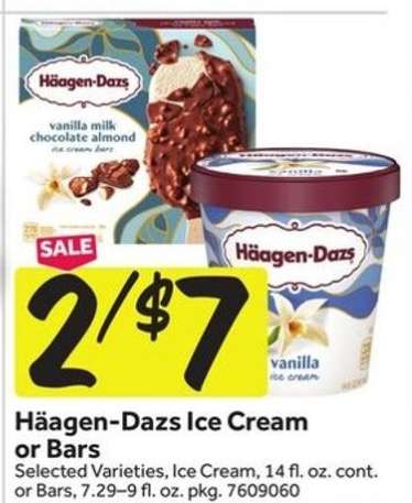 Häagen-Dazs Ice Cream or Bars