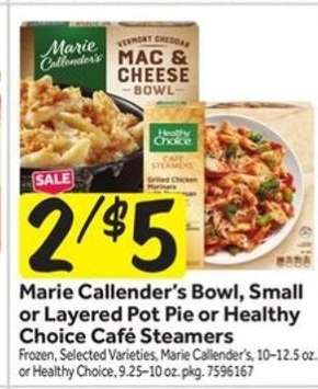 Marie Callender's Bowl, Small or Layered Pot Pie or Healthy Choice Café Steamers