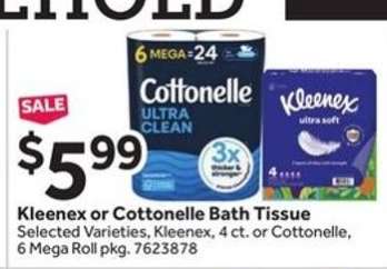 Kleenex or Cottonelle Bath Tissue