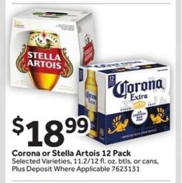 Corona or Stella Artois 12 Pack