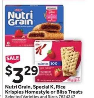 Nutri Grain, Special K, Rice Krispies Homestyle or Bliss Treats